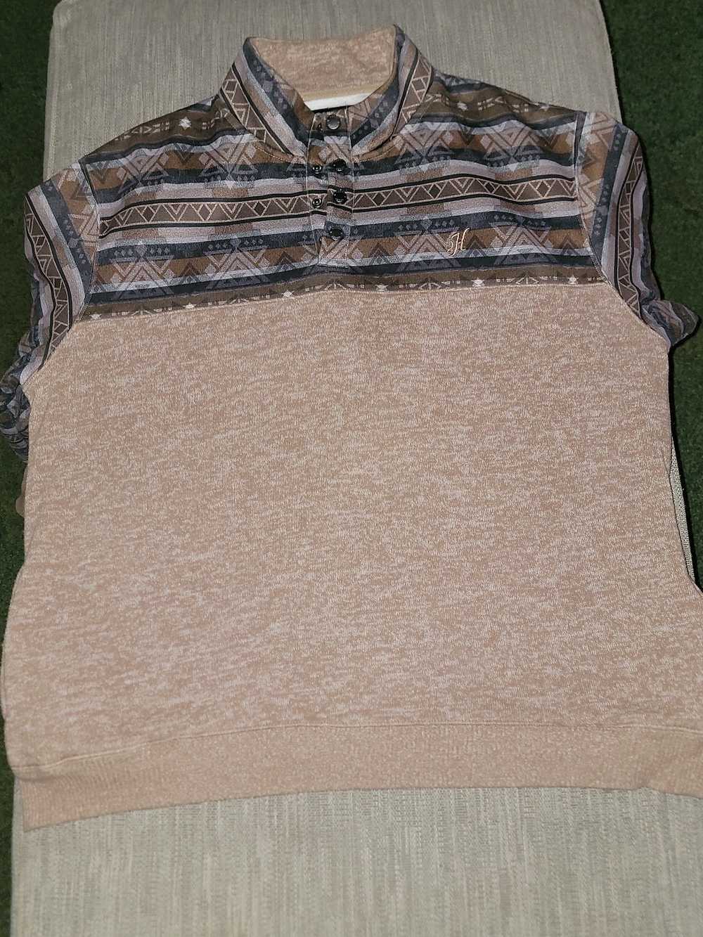 Hooey Tan and Cream-Lined Pullover